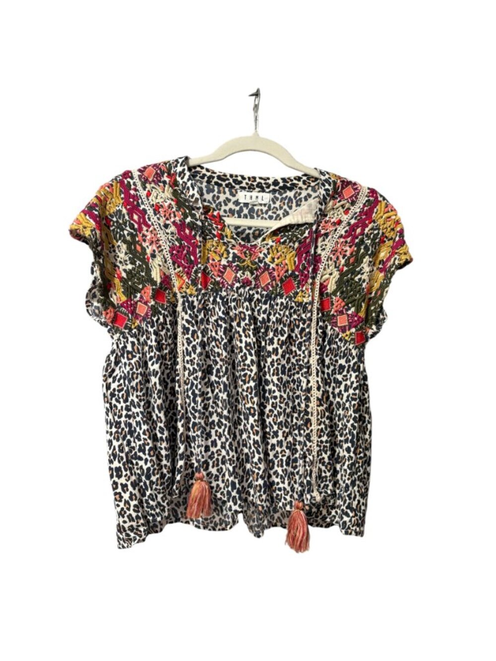 THML Embroidered Leopard Print Blouse - Picture 2 of 5